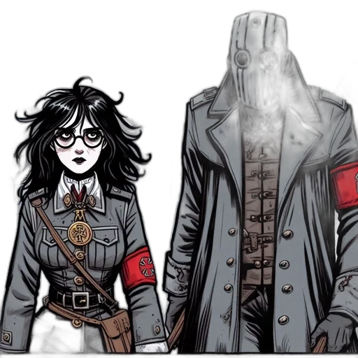 jacket, comic book art, concept art, two transparent PNG cut-out