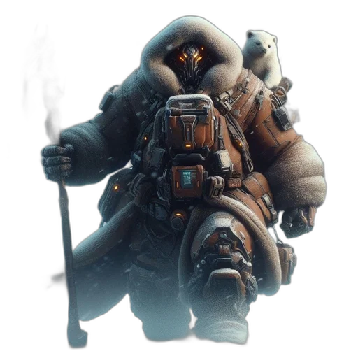 jacket, mask, weapon, staff transparent PNG cut-out