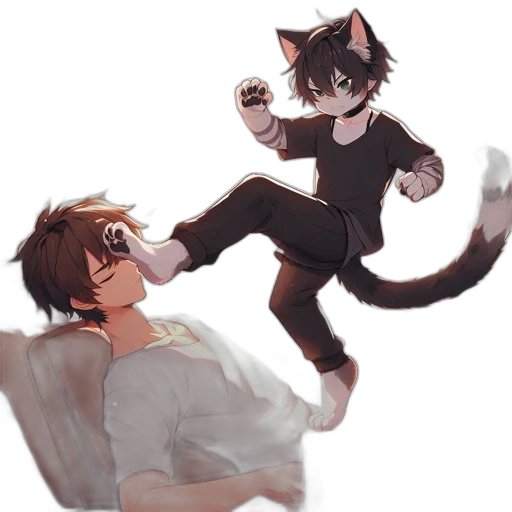 staff, concept art, anime, pixel art transparent PNG cut-out