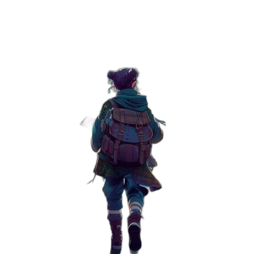 jacket, robot, hat, staff transparent PNG cut-out