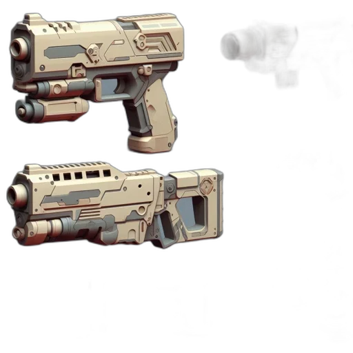 weapon, concept art, 3d render, pixel art transparent PNG cut-out