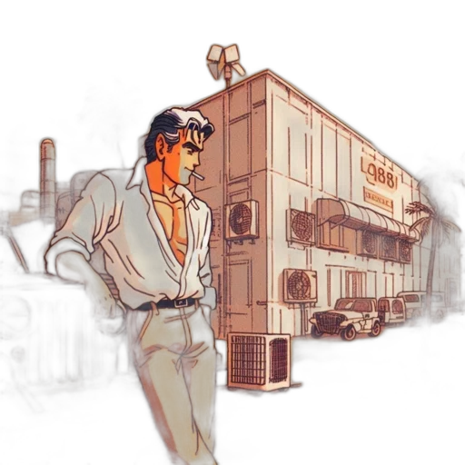 robot, jacket, staff, concept art transparent PNG cut-out