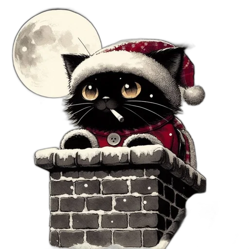 concept art, pixel art, black, cat transparent PNG cut-out