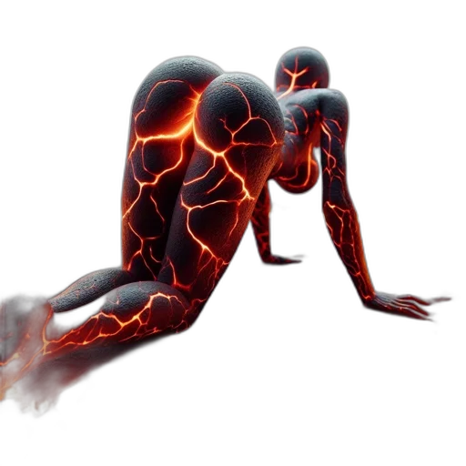 concept art, anthropomorphic, figure, molten transparent PNG cut-out