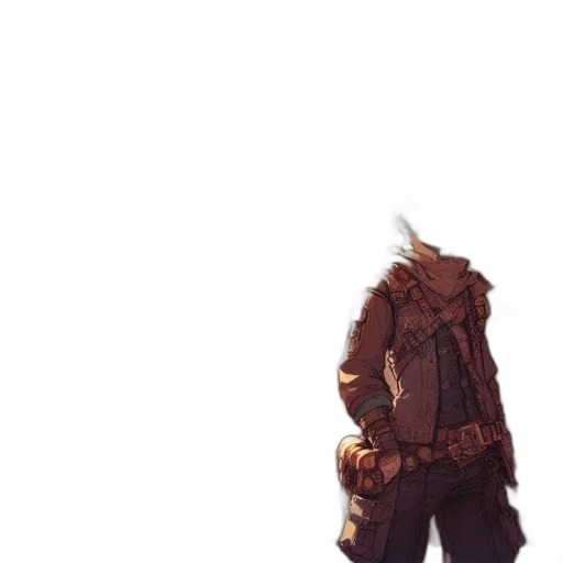 jacket, creature, mask, weapon transparent PNG cut-out