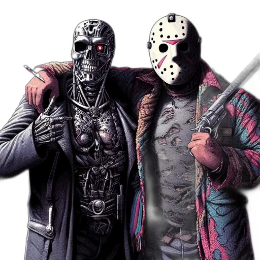 mask, concept art, comic book art, two transparent PNG cut-out