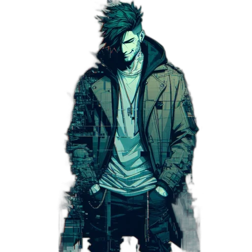 jacket, mask, concept art, comic book art transparent PNG cut-out