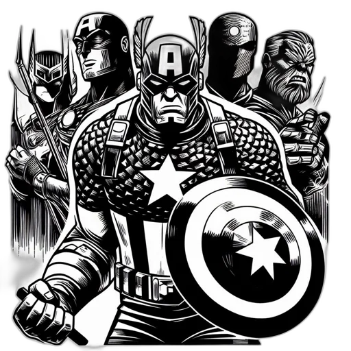 comic book art, concept art, cartoon, captain transparent PNG cut-out
