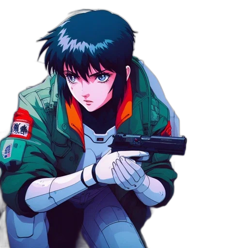 weapon, jacket, cyberpunk, anime transparent PNG cut-out