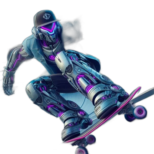robot, weapon, concept art, vaporwave transparent PNG cut-out