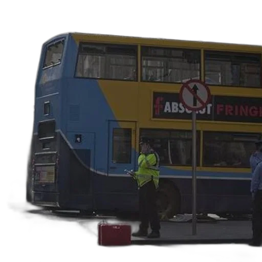 concept art, city street, double-decker, bus transparent PNG cut-out