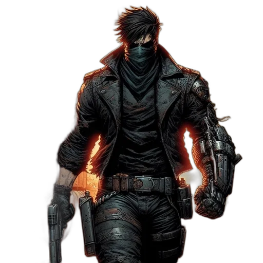 weapon, jacket, concept art, comic book art transparent PNG cut-out