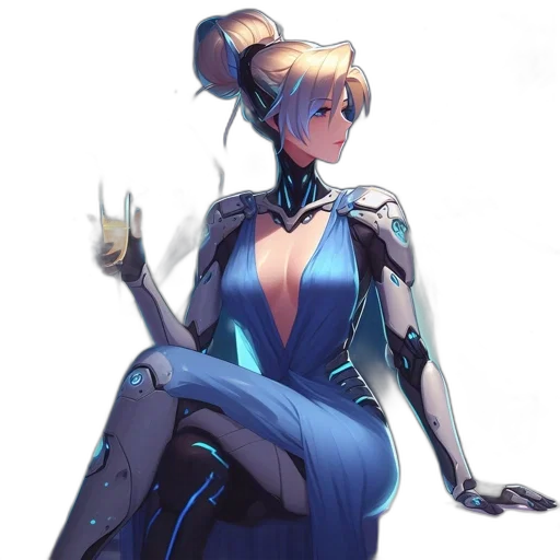 robot, dress, staff, weapon transparent PNG cut-out