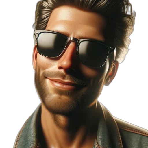 jacket, face, 3d render, photorealistic transparent PNG cut-out