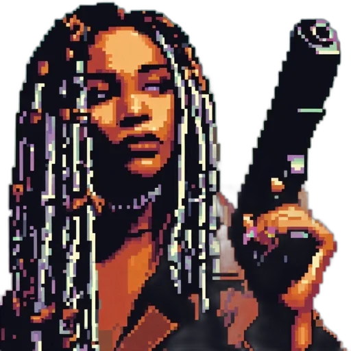 weapon, pixel art, cyberpunk, comic book art transparent PNG cut-out