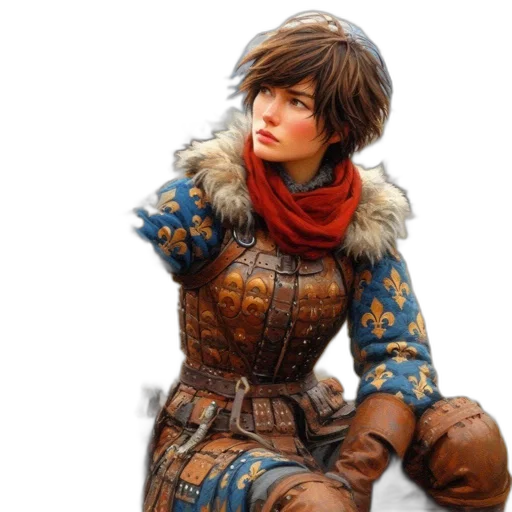 jacket, face, sword, staff transparent PNG cut-out