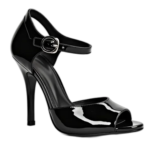 shoes, 3d render, black, patent transparent PNG cut-out