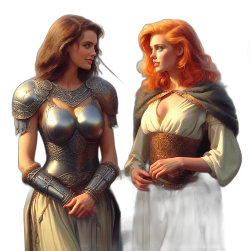 sword, dress, crown, fantasy art transparent PNG cut-out