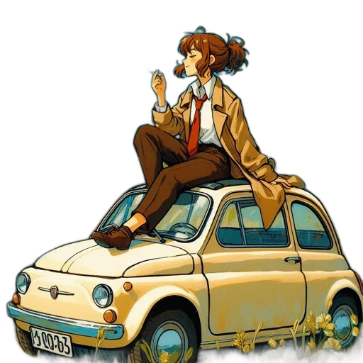 car, concept art, cartoon, comic book art transparent PNG cut-out