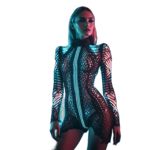 dress, jacket, robot, cyberpunk transparent PNG cut-out