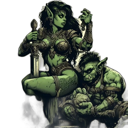 comic book art, concept art, fantasy art, green transparent PNG cut-out