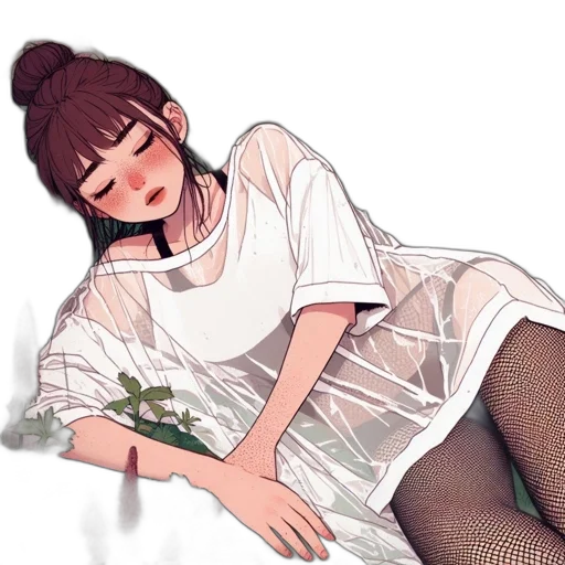 dress, flower, anime, watercolor transparent PNG cut-out