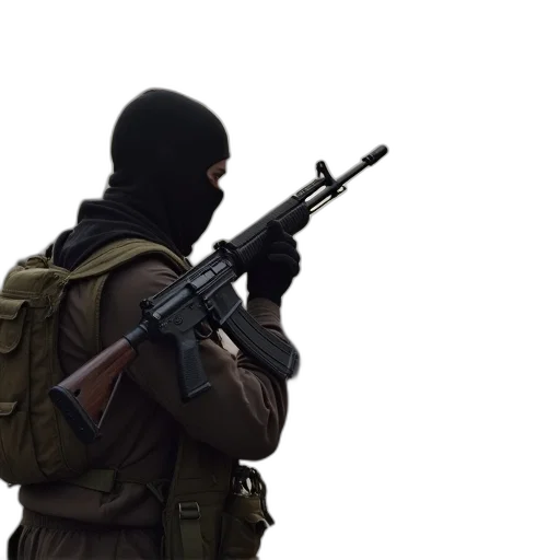 weapon, jacket, mask, staff transparent PNG cut-out