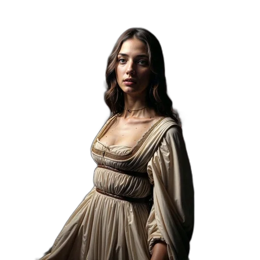 dress, jewelry, staff, fantasy art transparent PNG cut-out