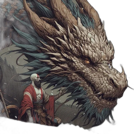 dragon, creature, sword, fantasy art transparent PNG cut-out