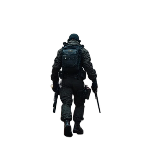 weapon, jacket, staff, robot transparent PNG cut-out