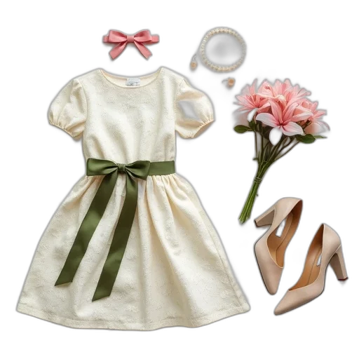 dress, earth tones, green, pastel transparent PNG cut-out