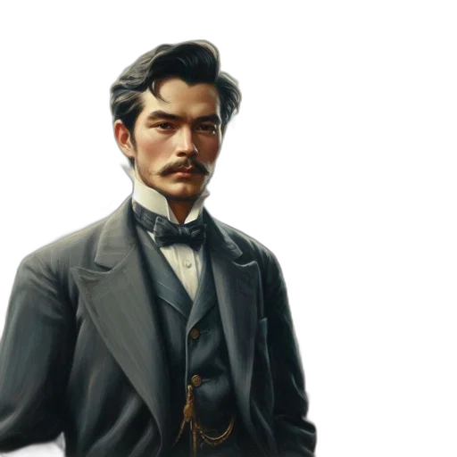 face, staff, oil painting, photorealistic transparent PNG cut-out
