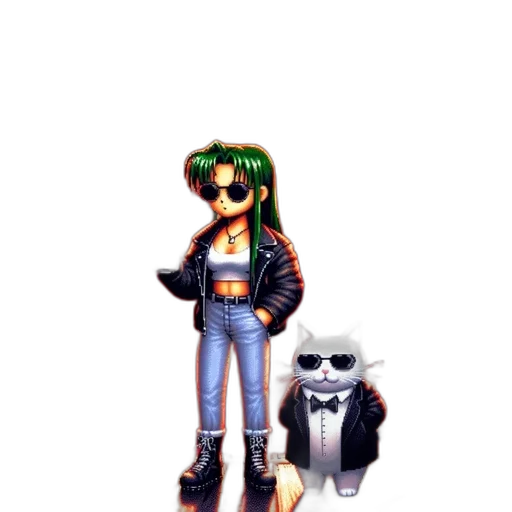jacket, robot, animal, staff transparent PNG cut-out
