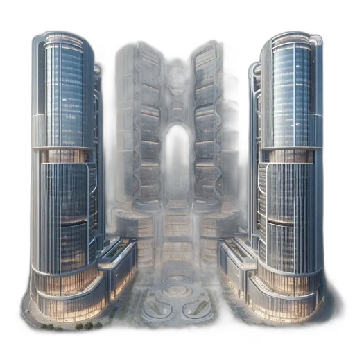 building, robot, concept art, 3d render transparent PNG cut-out