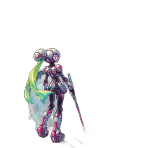 robot, staff, weapon, creature transparent PNG cut-out