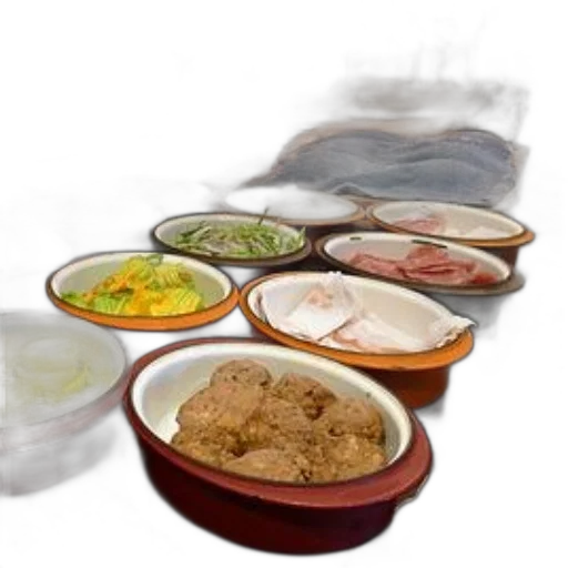 food, photorealistic, variety, dishes transparent PNG cut-out