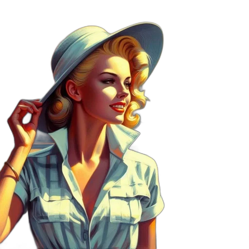 hat, face, jacket, comic book art transparent PNG cut-out