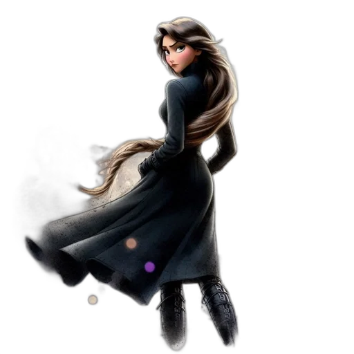 dress, staff, hair, concept art transparent PNG cut-out