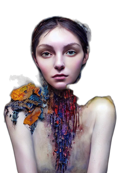 face, jewelry, creature, photorealistic transparent PNG cut-out