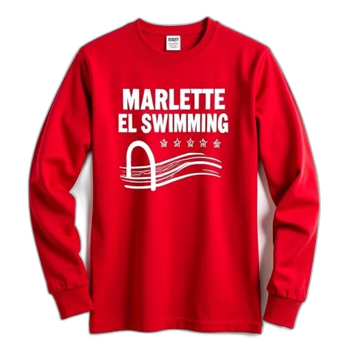 red, long-sleeve, t-shirt, graphic transparent PNG cut-out