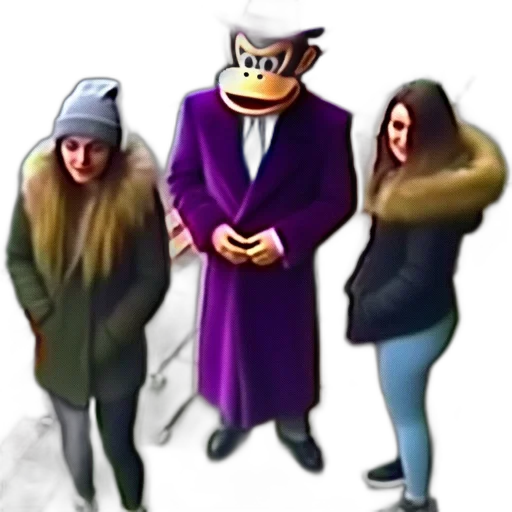 jacket, hat, creature, staff transparent PNG cut-out