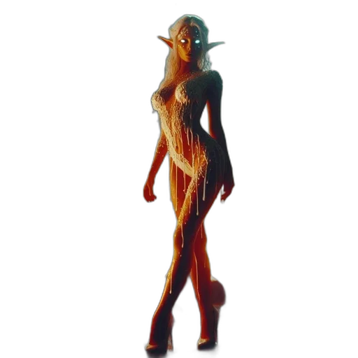 creature, dress, staff, mask transparent PNG cut-out