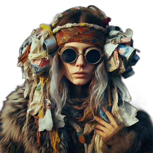 jacket, hat, face, jewelry transparent PNG cut-out