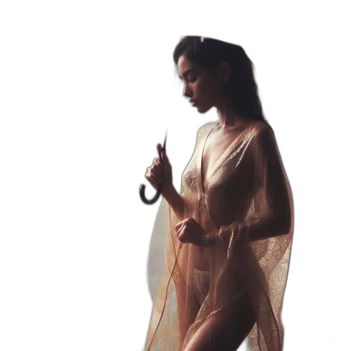 dress, jewelry, umbrella, staff transparent PNG cut-out