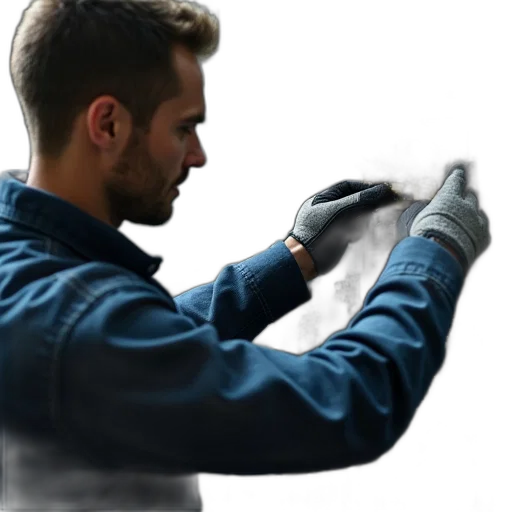 jacket, staff, weapon, mask transparent PNG cut-out