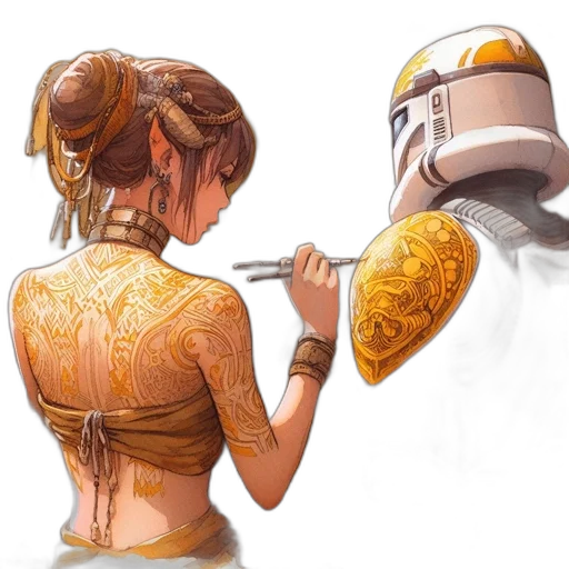 robot, dress, mask, weapon transparent PNG cut-out