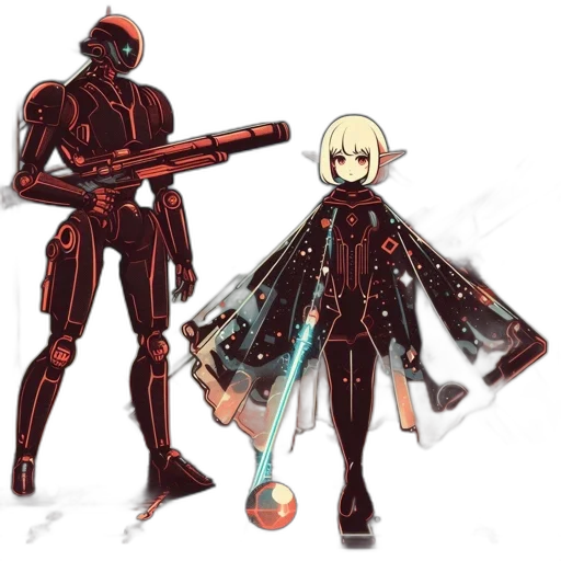 robot, weapon, staff, sword transparent PNG cut-out