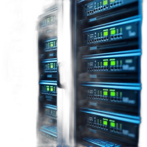 3d render, blue, server, rack transparent PNG cut-out