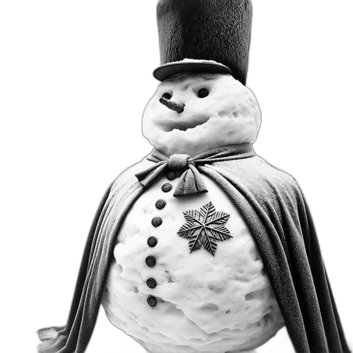 3d render, sophisticatedly, attired, snowman transparent PNG cut-out