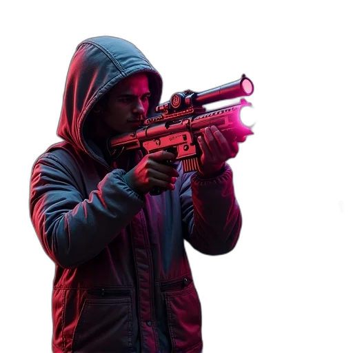 weapon, jacket, staff, cyberpunk transparent PNG cut-out